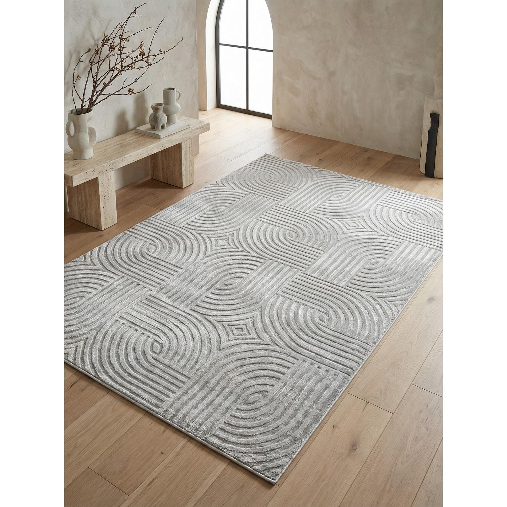 Kurzflorteppich ILLER, mit 3D-Design, aus Jute, Silber, 120 x 170 cm