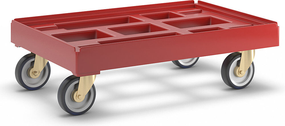 kaiserkraft Transportroller, LxB 610 x 410 mm, aus HDPE, verschweißt, feuerrot
