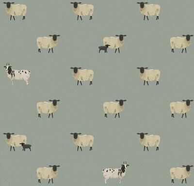 Sophie Allport Sheep Witham Blue Wallpaper - N/A