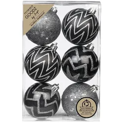6 Weihnachtskugeln 8cm Kunststoff Christbaumkugeln Weihnachtsbaumkugeln schwarz