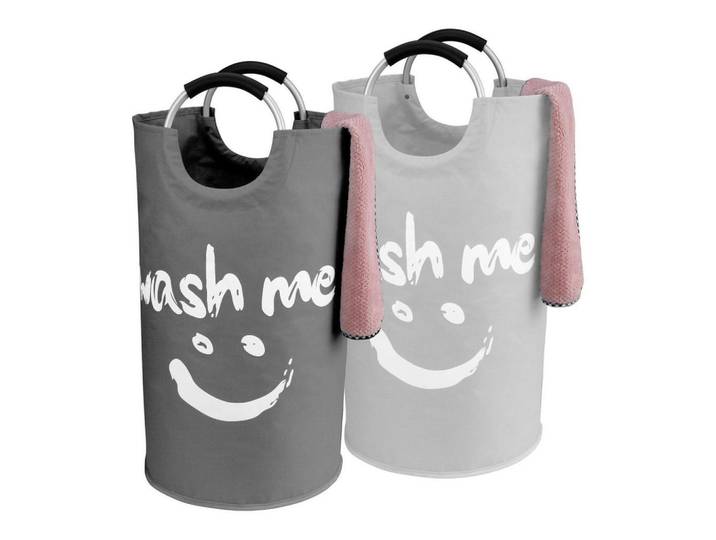 Wäschekorb 2er Set 95L faltbar dunkelgrau/hellgrau 38x38x72cm, Mehrfarbig, 38x72x38 cm, Haushalt & Reinigung, Wäschepflege, Wäschekörbe & Wäschetonnen