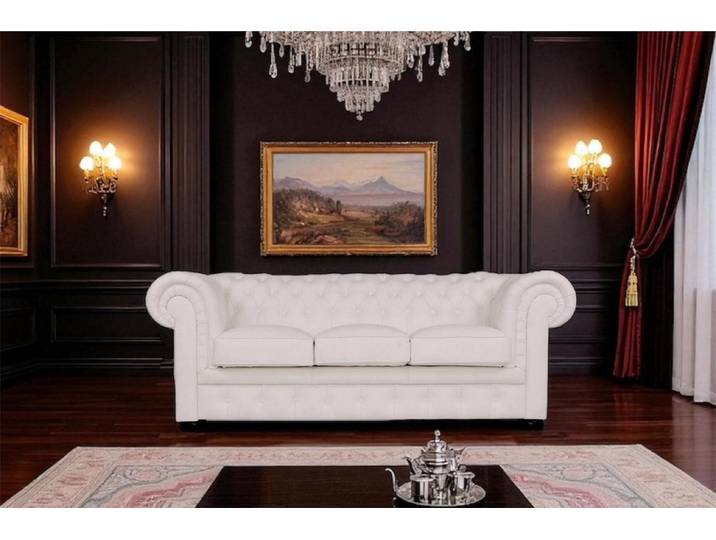 Salottini Chesterfield-Sofa Sofa Chesterfield 3-Sitzer Couch Comfort Deluxe Ledersofa Salottini, Handarbeit
