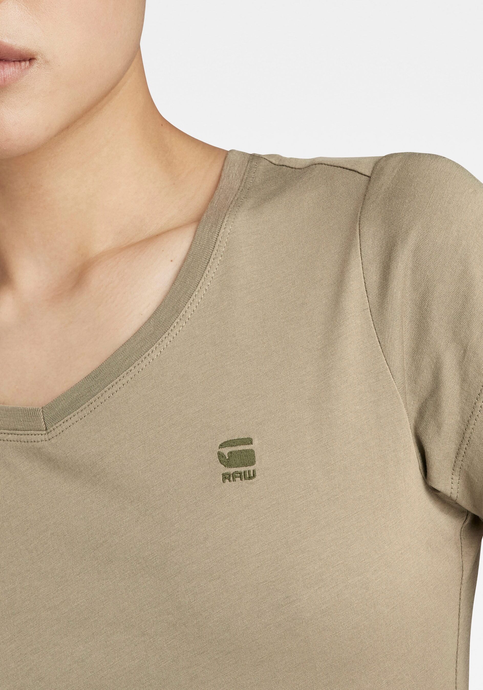 V-Shirt G-STAR "Eyben", Damen, Gr. S (36), grün (shamrock), Jersey, Obermaterial: 100% Baumwolle, unifarben, slim fit normal, V-Ausschnitt, Shirts V-Shirt, mit Label