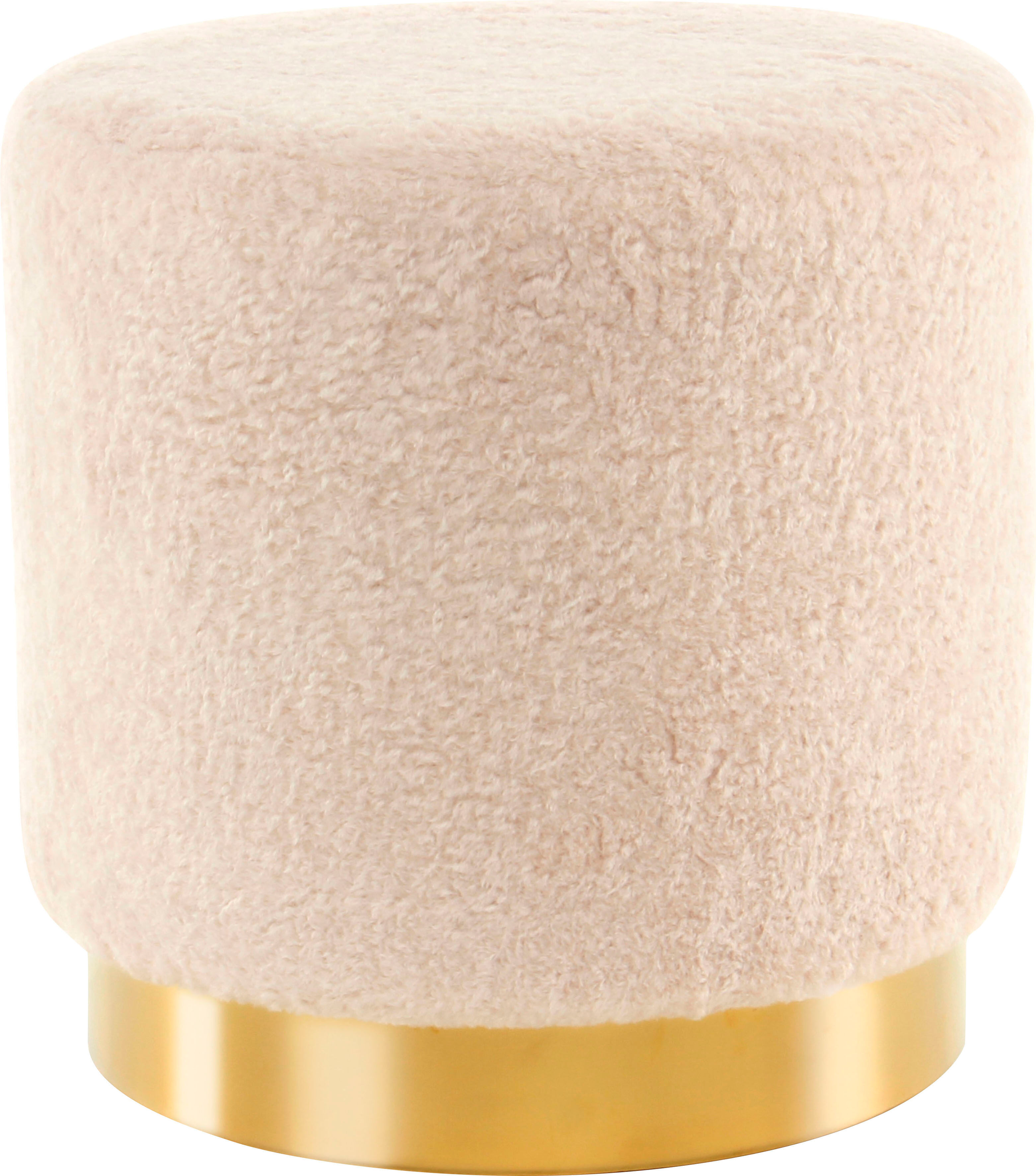Sitzhocker KAYOOM "Hocker Gipsy 425, stilvoller Sitzhocker,runde Form, stilvolles Design", weiss (elfenbein, gold), B:35cm H:35cm T:35cm, Bezug: 100% Polyester / Korpus: MDF, Kiefer / Gestell: Metall, Hocker, Sitzhocker, facettenreich, platzsparend, vielf