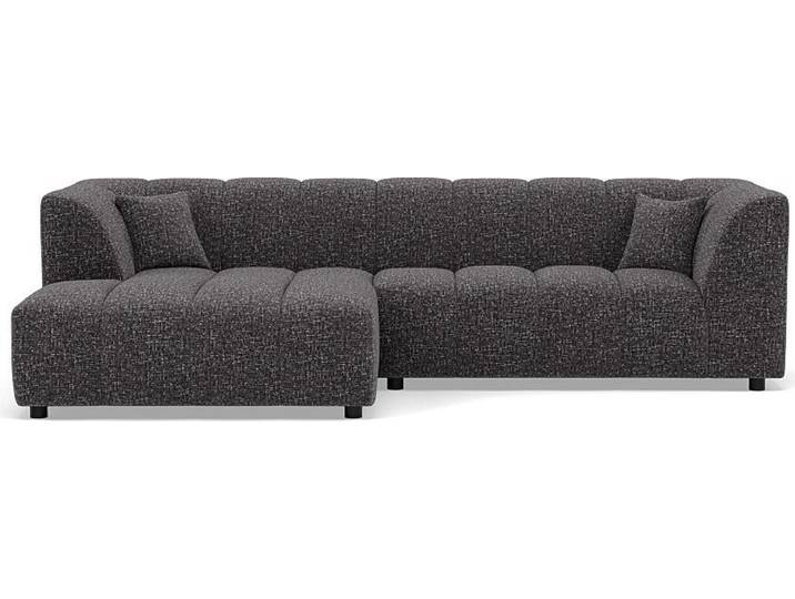 Lisa Design Curtis - canapé d'angle gauche 4 places avec accoudoir en tissu texturé \, Gris foncé