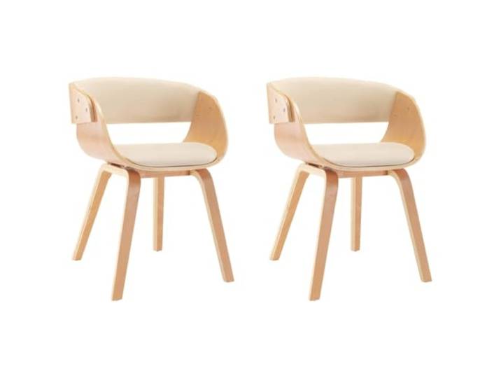 POUFGDR Essstühle, cremefarben, gebogenes Holz und Kunstleder, 2 Stück Weiche Polsterung, stabiler Holzrahmen, moderner Stil, Esszimmer, Mittagessen