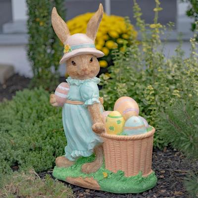 Zaer Ltd 24 Inch Tall Garden Statue with Basket Magnesium