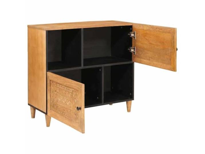 KPOTUERTU Sideboard 80 x 33 x 75 cm Massivholz Mango Massivholz Mango, Holzwerkstoff-Elemente, Türen mit Knopfgriffen, Esszimmer, Wohnzimmer, feuchtes Tuch