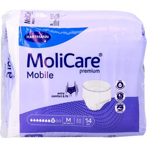 Hartmann Inkontinenz-Pants MoliCare Mobile, Unisex, Größe M (80-120cm), Einweg, 8 Tropfen, 14 Stück