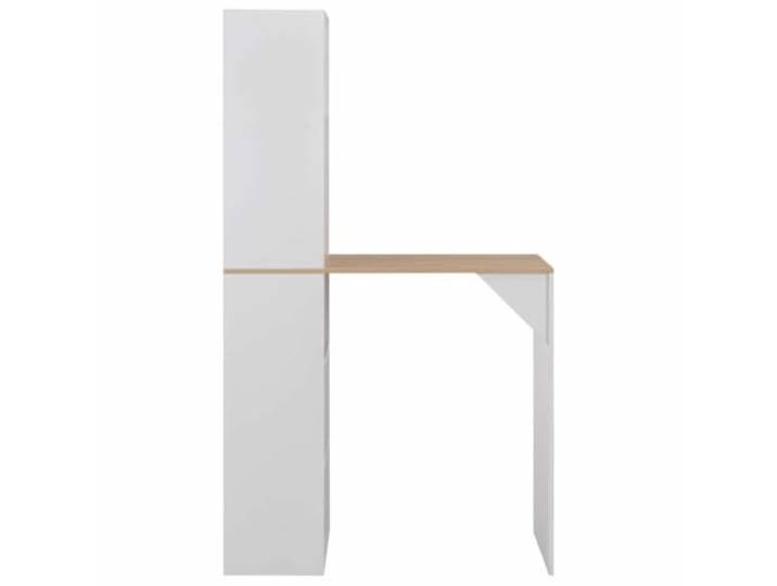 Bartisch mit Schrank Weiß 115x59x200 cm Holzwerkstoff,langlebig,stabil,leicht zu reinigen,L-förmiger Rahmen,Lagerschrank für Weinflaschen,kleine
