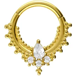 Chirurgenstahl Segmentring Clicker ORIENTALISCHES DESIGN + 4 KRISTALLE