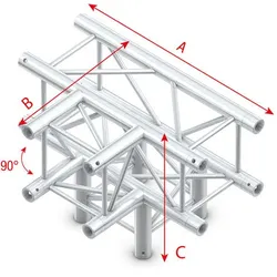 Milos Pro-30 Square G Truss - T-Cross + Down 4-way - 50 cm QLUU40 - 90° corner - silver - G