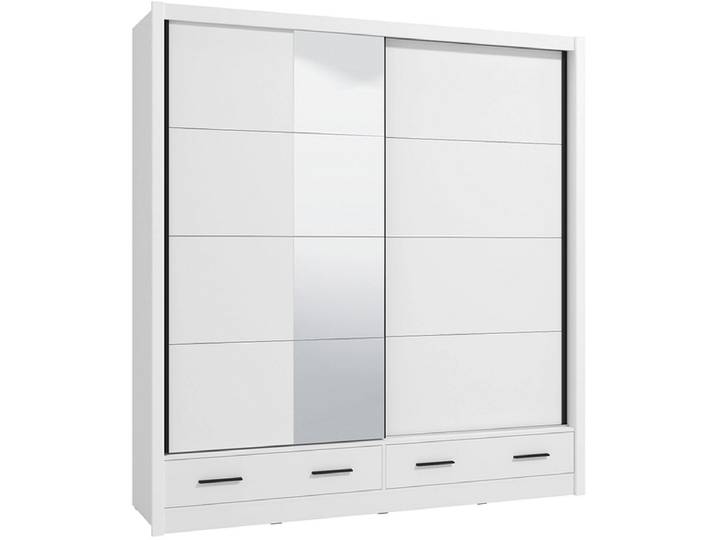 Schwebetürenschrank NANAIMO weiss 2 Türen 2 Schubladen