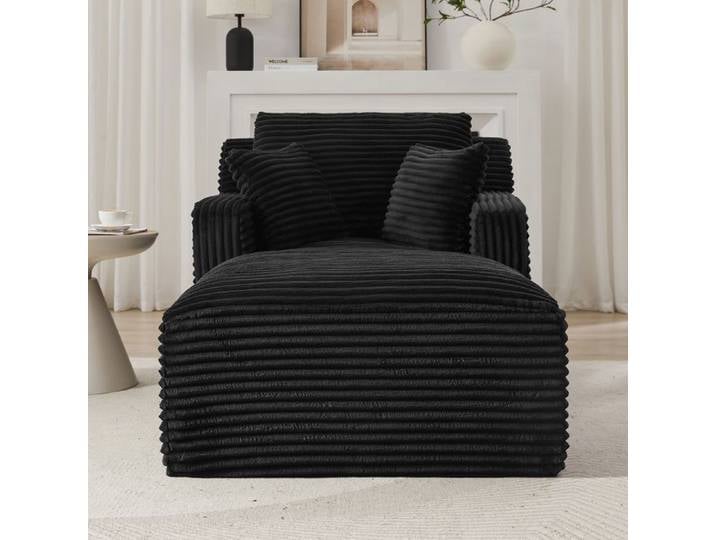 Canapé chaiselongue - SOGEU - Chaise longue - Gris - Velours côtelé - Inclinable