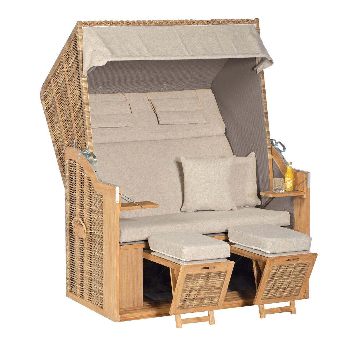 MUESING Strandkorb Rustikal 34 Z XL PE-KS natura antik, Teakholz 16929248