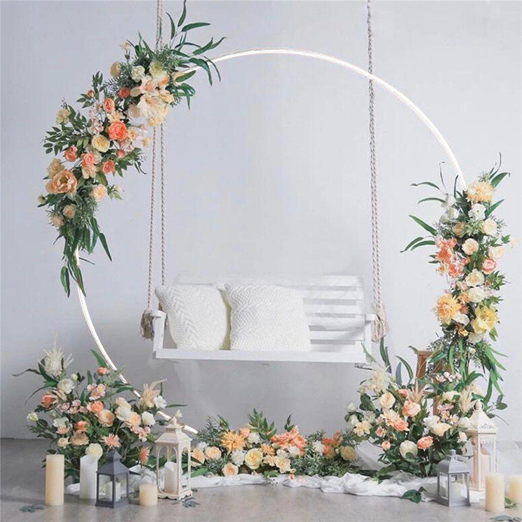 The Seasonal Aisle Bevis Metal Arbour in White White 220cm H x 200cm W x 45cm D