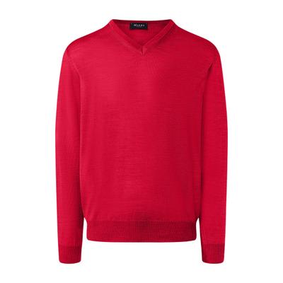 Strickpullover MAERZ MUENCHEN "Maerz Muenchen 490400 Strickpullover Herren Bekleidung", Herren, Gr. 50, rot, 100% Wolle, V-Ausschnitt, Pullover Strickpullover