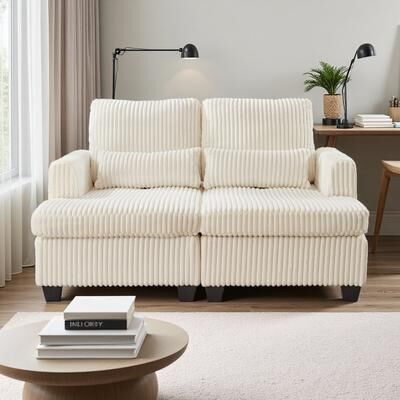 ZWYO HOSIMU "61"" Fluffy Corduroy Loveseat with Square Armrests, Adjustable Back, and Space-Saving Design, Sofa with Modular Freedom"