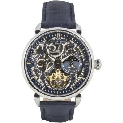 Automatikuhr CARL VON ZEYTEN "Neukirch", blau (blau, blau), Armbanduhren, Herren, edelstahlfarben, Automatikuhr, Armbanduhr, mechanische Uhr, Herrenuhr, Skelettuhr, Made in Germany