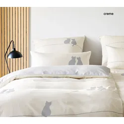 Elegante Mako-Satin Bettwäsche You&Me - 155x220 cm + 80x80 cm creme