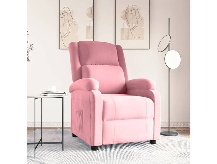 furnicato Relaxsessel Rosa Samt, Verstellbarer TV-Sessel mit manueller Liegefunktion und Fußstütze