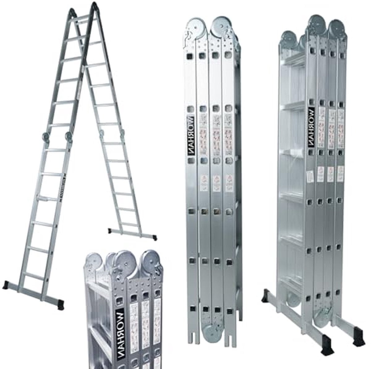 Multifunctionele aluminium ladder van Klus Klussen met grote scharnieren, 670 cm