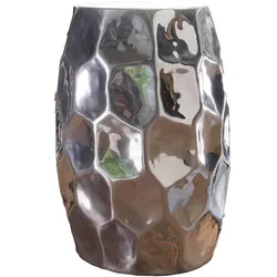 Orientalischer Beistelltisch `Enns`: Hammerschlag-Design, Aluminium, pflegeleicht. Silber, 30x30x47 cm | Kadima Design