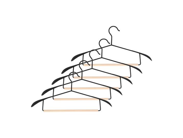 QUVIO Kledinghanger - Set van 5 - Zwart en hout