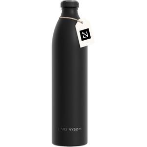 LARS-NYSØM Trinkflasche Ren Carbon Black, isoliert, aus Edelstahl, schwarz, mit Schraubverschluss, 1,5 l