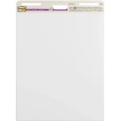 3M Post-it Super Sticky selbsthaftendes Meeting Chart/ Flipchart, 100% Recyclingpapier, Weiß, 63,5 x 76,2 cm, 30 Blatt/Block, 100% PEFC, SGSCH-PEFC-COC-110078