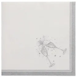 Papstar 50 Servietten `ROYAL Collection` 1/4-Falz 40 cm x 40 cm silber `Festivities`