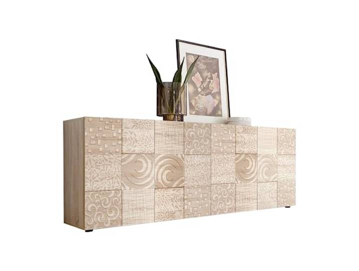Mondo Viro Miro Buffetanrichte aus Samoa-Eiche, Siebdruck, mit 4 Türen, 241 x 42 cm, 84 cm