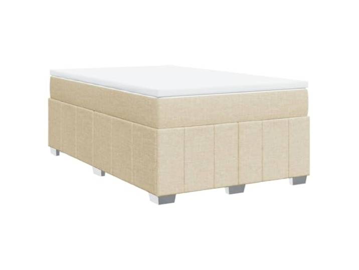 PUGYNBK Boxspringbett, 120 x 190 cm, mit Taschenfederkernmatratze Cremefarbener Polyesterstoff, waschbarer Matratzenschoner, Lattenrost, robuste Beine