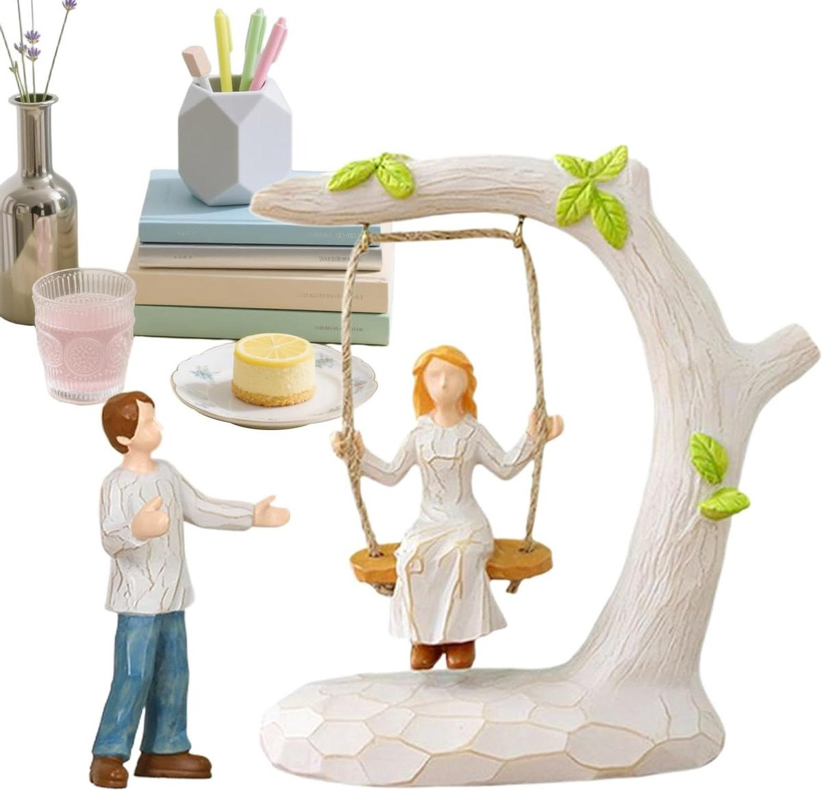 Romantisch Liefdesbeeldje Schommel voor Woonkamer Decoratie - Breedte: 14,5 cm