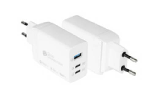 USB-Schnellladegerät 65W mit GaN-Technologie, 3-Port (2x USB-C und 1x USB-A), PD 3.0, QC 3.0, weiß, Good Connections