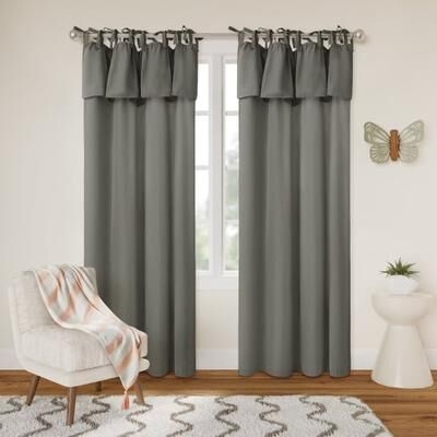 Awesome Home Recycled Cotton Blend Ruffle Tie-Top Curtain Pair
