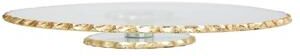Classic Touch Lazy Susan Cake Tray - Stacked Glass with Gold Edge