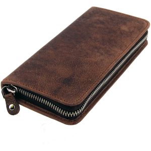 Alassio Stifteetui 2648 braun, für 3 - 4 Stifte, mit Einsteckfach und Reißverschluss, aus Echt Leder