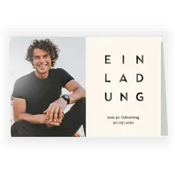 Einladungskarte Geburtstag: Simpel mit Foto in Creme