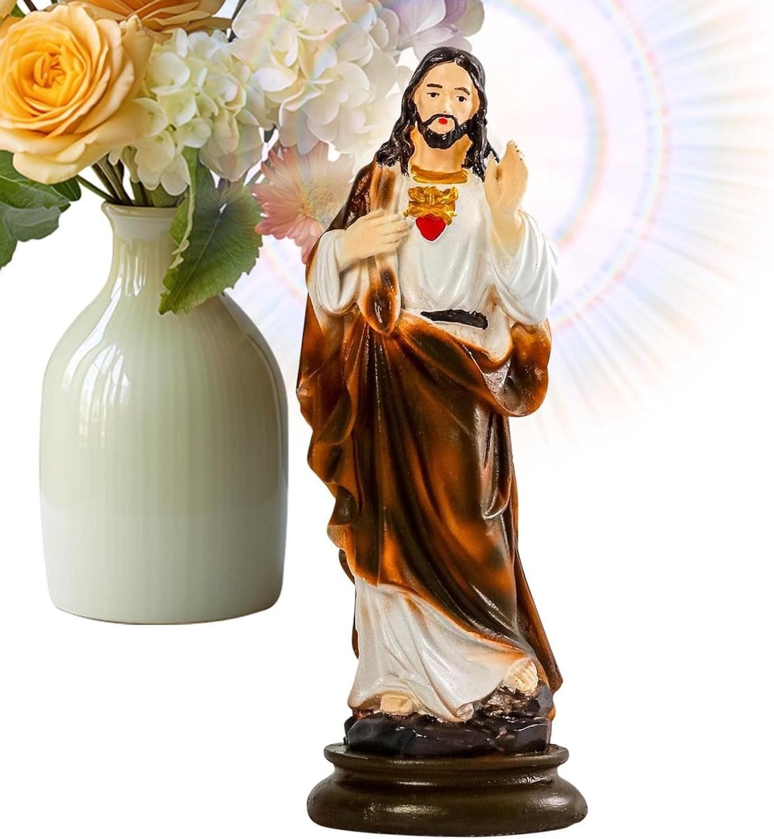 Jezus figuur Christus beeld spirituele decoratie met gedetailleerde afwerking Hoogte: 21 cm