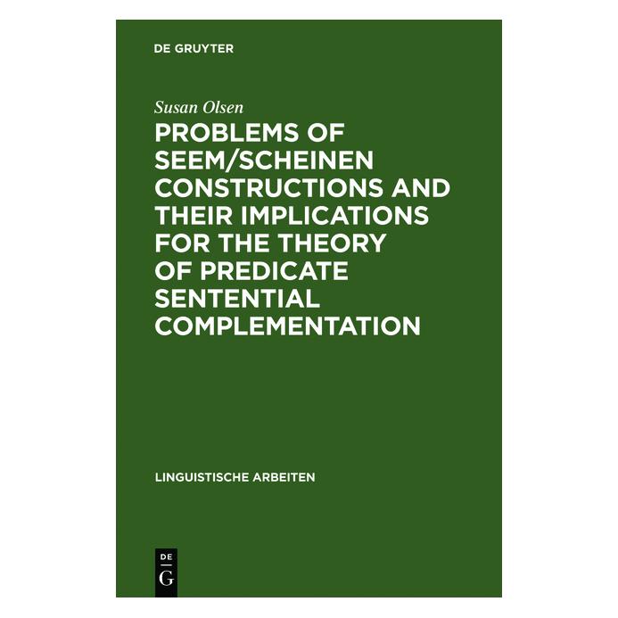 De Gruyter Olsen:Problems of seem/scheinen Constru (Englisch, Hardcover, Susan Olsen) (67825409)