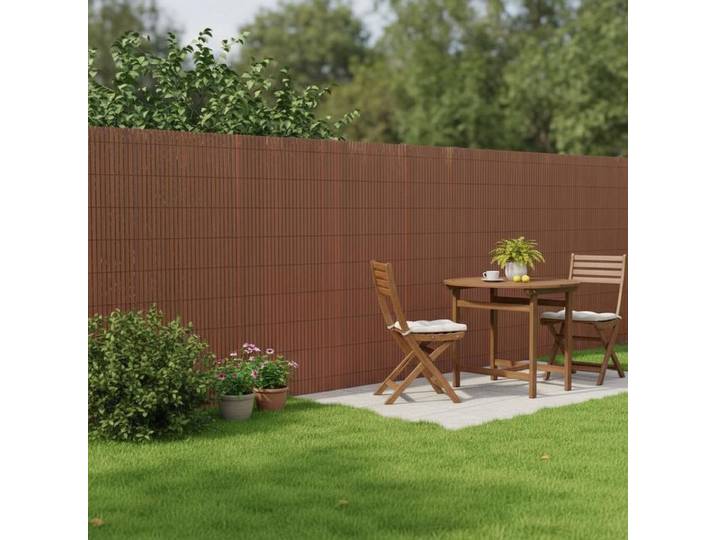 Clôture de jardin en PVC brun double face 90x500 cm, panneau de brise-vue pour la décoration de la cour, du patio et du jardin extérieur