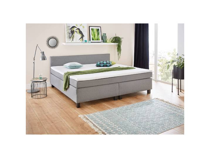 Boxspringbett Matara 160 x 200cm Webstoff Grau Kiefer