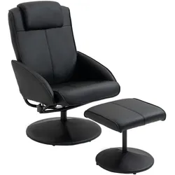 RELAXSESSEL Sessel Fernsehsessel mit Fußstütze Armsessel 360° drehbar Schwarz