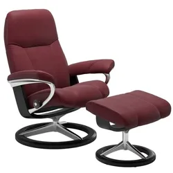 Stressless Sessel mit Hocker Consul Signature Leder Rot Batick Bordeaux M (Medium)