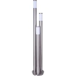 Wegeleuchte dimmbar mit Fernbedienung Außen Edelstahl LED Stehleuchte Außen groß, RGB Farbwechsel 3 silberne Säulen,3x 9Watt 3x 806lm warmweiß ,DxH 28x170 cm