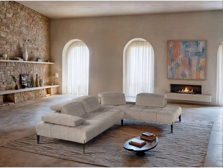 CALIA ITALIA Ecksofa Skyline, Made in Italy, Design-Sofa, L-Form, mit Sitztiefenverstellung, verstellbare Armlehne und Kopfstütze für maximalen Komfort