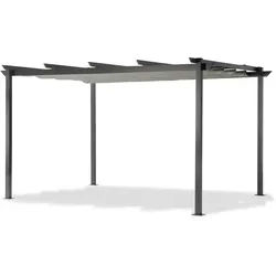 Leco Pergola 4x3 m lichtgrau mit Faltdach, Aluminiumgestell
