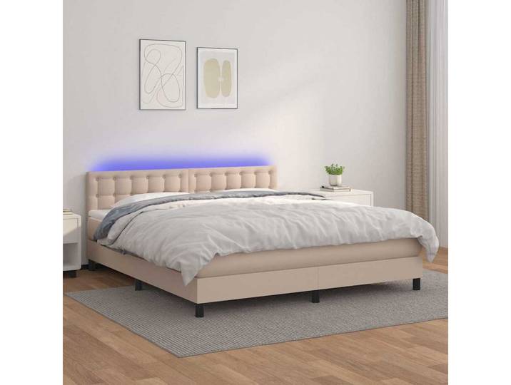 vidaXL Bettgestell vidaXL Boxspringbett mit Matratze & LED Cappuccino-Braun 180x200cm