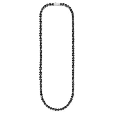 Edelstahlkette BRUNO BANANI "Schmuck Geschenk Tenniskette", edelstahlfarben, schwarz, Halsketten, Damen, Edelstahl, L: 45 B: 4mm, Edelstahlkette, mit Zirkonia (synth.), B:4mm